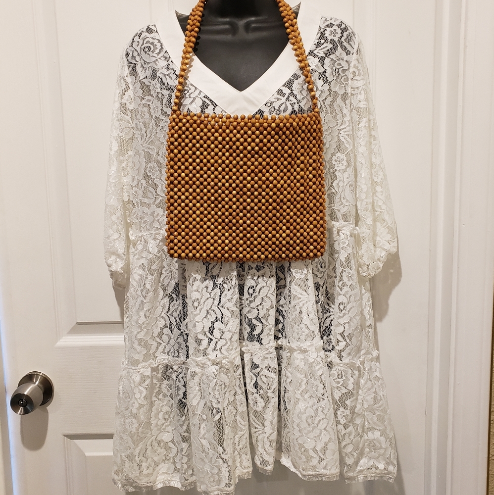 Vintage wood bead purse